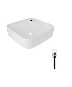 Комплект Qtap Stork: Накладная раковина 430x430 мм белая + донный клапан, фото  | SNABZHENIE.com.ua