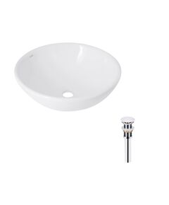 Комплект Qtap Owl: Кругла накладна раковина 400х400 мм Білий + Донний клапан PU02, фото  | SNABZHENIE.com.ua