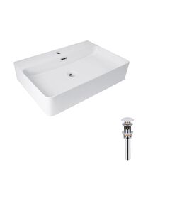 Комплект Qtap Nando LT: Раковина 600х440 мм Білий + Донний клапан PU02O, фото  | SNABZHENIE.com.ua