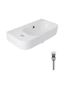 Комплект Qtap Tern: Подвесная раковина левая 450х260 мм + донный клапан, фото  | SNABZHENIE.com.ua