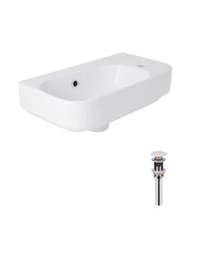 Комплект Qtap Tern: Прямокутна раковина 450х260х155 мм + Донний клапан Білий, фото  | SNABZHENIE.com.ua