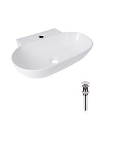 Комплект Qtap Cardinal: Овальна раковина 565x400x130 мм Білий + клапан PU02, фото  | SNABZHENIE.com.ua