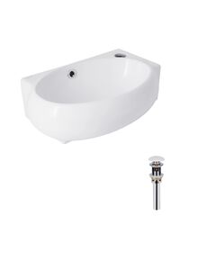 Комплект Qtap Leo: Овальна раковина 430x290 мм + Донний клапан PU02O Білий, фото  | SNABZHENIE.com.ua