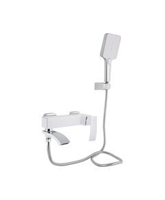 Смеситель для ванны Qtap Swan Cascada с поворотным изливом (c душевым гарнитуром) QTSWA260CRW45569 Chrome/White, фото  | SNABZHENIE.com.ua