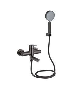 Змішувач для ванни Brinex Pure 006 з поворотним виливом (з душовим гарнітуром) графітовий BRIPUR006GRP, фото  | SNABZHENIE.com.ua