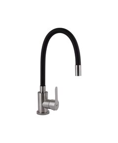 Змішувач для кухні Brinex Pure 015F3 з гнучким виливом Nickel/Black, фото  | SNABZHENIE.com.ua