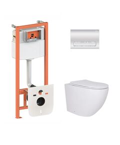 Готове рішення Qtap для ванної кімнати: підвісний унітаз Robin + комплект інсталяції Nest 4 в 1 (лінійна клавіша Chrome), фото  | SNABZHENIE.com.ua