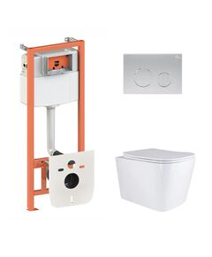 Готове рішення Qtap для ванної кімнати: підвісний унітаз Tern + комплект інсталяції Nest 4 в 1 (кругла клавіша Satin), фото  | SNABZHENIE.com.ua