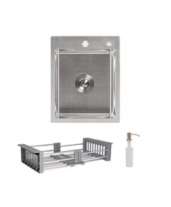 Комплект Lidz H4050: интегрированная мойка с дозатором и корзиной K01G, фото  | SNABZHENIE.com.ua