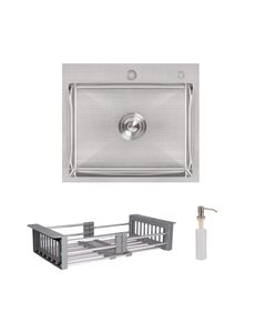Комплект Lidz H5045: интегрированная мойка с дозатором и корзина K01G, фото  | SNABZHENIE.com.ua