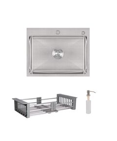 Комплект Lidz Handmade H5845: Мойка с дозатором и корзиной K01G, фото  | SNABZHENIE.com.ua