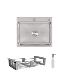 Комплект Lidz H6050: интегрированная мойка с дозатором и корзиной K01G, фото  | SNABZHENIE.com.ua