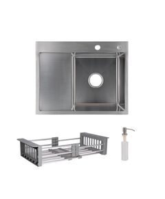 Комплект Lidz H6350L: Мойка для кухни с дозатором и корзиной, левое крыло, фото  | SNABZHENIE.com.ua