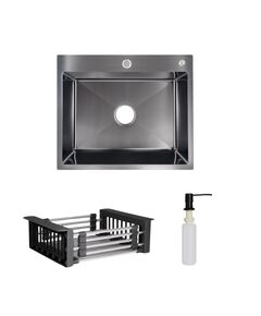 Комплект Lidz H6050B: Мойка BlackPVD с дозатором + Корзина K01B, фото  | SNABZHENIE.com.ua
