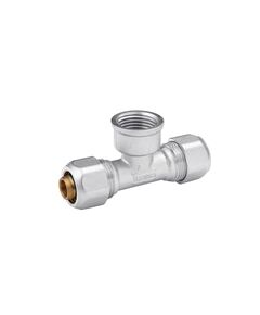 Тройник Karro 16х1/2х16 РВ никелированный металлопластиковый, фото  | SNABZHENIE.com.ua