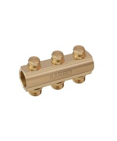 Регулюючий колектор Karro 1х3/4 на 3 виходи з вентилем, латунний KR-1012U, фото  | SNABZHENIE.com.ua