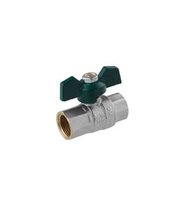 Кран шаровий STA LB 1/2 ВВ PN40 з зеленою бабочкою, нікельований, фото  | SNABZHENIE.com.ua