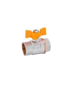 Кран шаровой для газа Karro Standart+ 3/4 ВВ PN40, никелированный, желтая бабочка, фото  | SNABZHENIE.com.ua