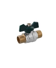 Кран шаровой STA LB 1/2 НН PN40 с зеленой бабочкой, никелированный, фото  | SNABZHENIE.com.ua