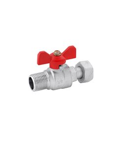 Кран шаровий з накидною гайкою 1/2 Karro, нікельований, PN30, бабочка, фото  | SNABZHENIE.com.ua