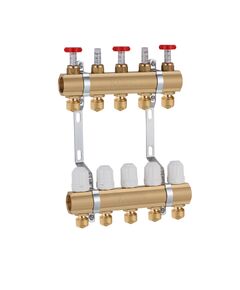 Колектор Karro 5 виходів з євроконусами, латунний KR-1010, фото  | SNABZHENIE.com.ua