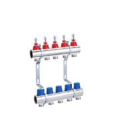 Колектор STA на 5 виходів 1х3/4 без євроконусів, нікельований, фото  | SNABZHENIE.com.ua