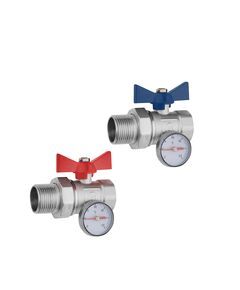 Комплект кранів-американок з термометром STA G1 бабочка, нікельовані, фото  | SNABZHENIE.com.ua