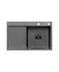 Кухонна мийка Kroner KRP Schwarze 7849RHM PVD (3,0/1,0 мм), фото  | SNABZHENIE.com.ua