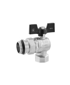 Кран-американка шаровой угловой Kroner 1" ВН PN40 бабочка, никелированный, фото  | SNABZHENIE.com.ua