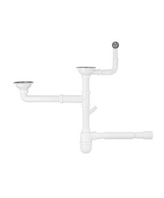 Сифон подвійний для мийки Agua KS04R-1, 3 1/2х40/50 мм, з відводом для пральної машини, фото  | SNABZHENIE.com.ua