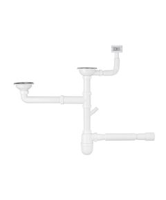 Сифон двойной для кухни Agua KS04-1 3 1/2 с отводом для стиральной машины, фото  | SNABZHENIE.com.ua