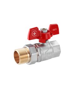 Кран-американка кульовий WaGa 1 PN40 з бабочкою, нікельований, фото  | SNABZHENIE.com.ua