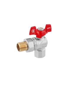 Кран-американка шаровой угловой WaGa 1/2 PN40 никелированный, фото  | SNABZHENIE.com.ua