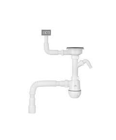 Сифон для кухонної мийки Kroner KRP KS02-1BLK 3 1/2х40/50 мм з відводом для пральної машини, з квадратним переливом, фото  | SNABZHENIE.com.ua