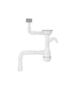 Сифон для кухонної мийки Kroner KRP KS02-1WHI 3 1/2х40/50 мм з відводом для пральної машини, з квадратним переливом, фото  | SNABZHENIE.com.ua