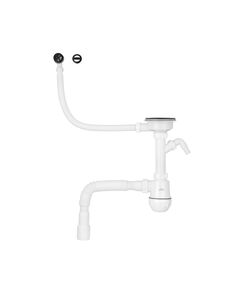 Сифон для кухонної мийки Kroner KRP KS02R-1BLK 3 1/2х40/50 мм з відводом для пральної машини, з круглим переливом, фото  | SNABZHENIE.com.ua