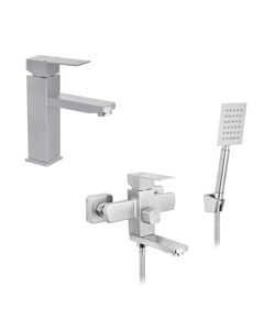 Набор смесителей Kroner Edelstahl Kubus-ESG010 + смеситель Edelstahl Kubus-ESG060, фото  | SNABZHENIE.com.ua