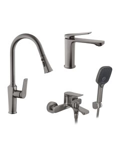 Набор смесителей Kroner Makon-GRP060 + смеситель Makon-GRP030-T + смеситель Makon-GRP010, фото  | SNABZHENIE.com.ua