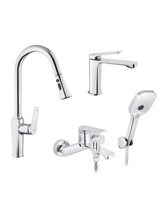 Набор смесителей Kroner Makon-C060 + смеситель Makon-C030-T+ смеситель Makon-C010, фото  | SNABZHENIE.com.ua