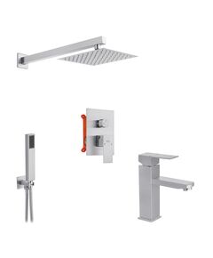 Набор 2 в 1 душевая система Kroner Edelstahl Kubus-ESG082 + смеситель Edelstahl Kubus-ESG010, фото  | SNABZHENIE.com.ua