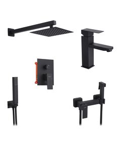 Набор 3 в 1 душевая система Kroner Edelstahl Kubus-SCH082 + смеситель Edelstahl Kubus-SCH010 + смеситель Edelstahl Kubus-SCH052, фото  | SNABZHENIE.com.ua