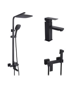 Набор 3 в 1 душевая система Kroner Edelstahl Kubus-SCH063 + смеситель Edelstahl Kubus-SCH010 + смеситель Edelstahl Kubus-SCH052, фото  | SNABZHENIE.com.ua