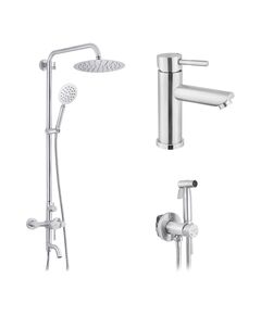 Набор 3 в 1 душевая система Kroner Edelstahl Klassisch-ESG063 + смеситель Edelstahl Klassisch-ESG010 + смеситель Edelstahl Klassisch -ESG053, фото  | SNABZHENIE.com.ua