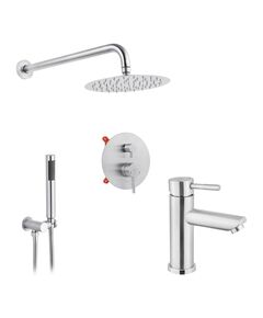 Набор 2 в 1 душевая система Kroner Edelstahl Klassisch-ESG082 + смеситель Edelstahl Klassisch-ESG010, фото  | SNABZHENIE.com.ua