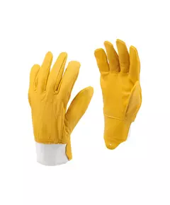 Перчатки рабочие желтые с текстильной стяжкой YATO кожа, размер 10 (YT-74650), фото  | SNABZHENIE.com.ua