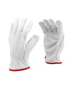 Перчатки рабочие белые с красной кромкой YATO хлопок + кожа, размер 10 (YT-74645), фото  | SNABZHENIE.com.ua