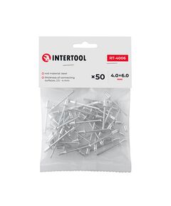 Заклепки алюминиевые 4,0x6,0 мм, 50 шт. INTERTOOL RT-4006, фото  | SNABZHENIE.com.ua