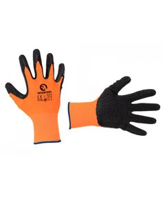 Перчатки трикотажные оранжевые с черным латексом, размер 8 INTERTOOL SP-0118, фото  | SNABZHENIE.com.ua