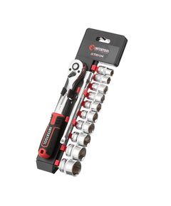 Набір головок 3/8 10-24 мм, подовжувач, рукоятка з храповим механізмом 72 зуба, фото  | SNABZHENIE.com.ua