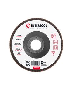 Шлифовальный лепестковый диск 115x22 мм, зерно K80 INTERTOOL BT-0108, фото  | SNABZHENIE.com.ua